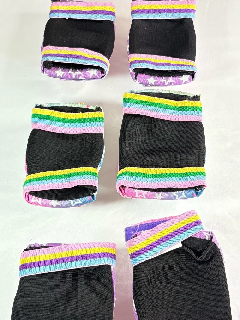 Kids Protective Knee and Elbow Pads 3 pairs - Purple & Pastel Star Mix